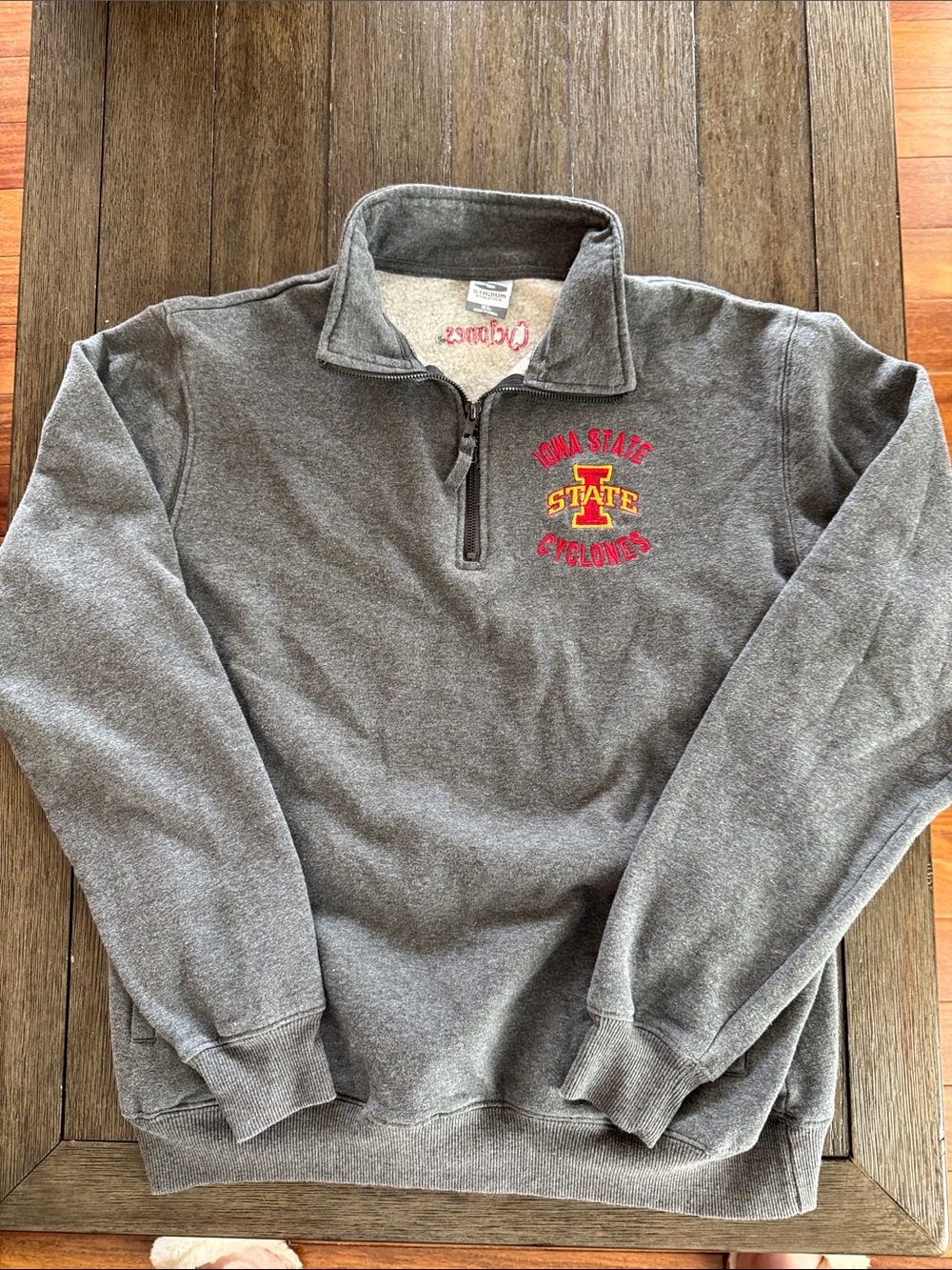 Stadium Athletics Dark Gray Quarter-Zip with Red & Gold Iowa State Embroidery